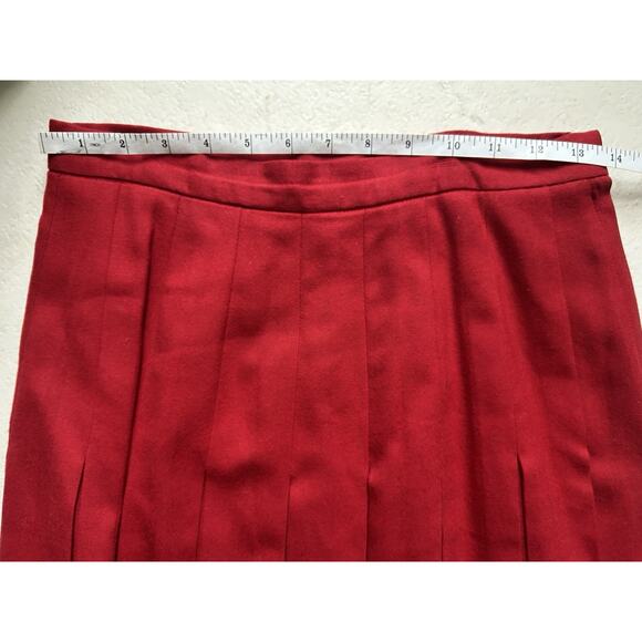 Vintage Red Wool Pleated Midi Skirt Talon Zip Made in USA 8 ILGWU Christmas - Picture 7 of 9